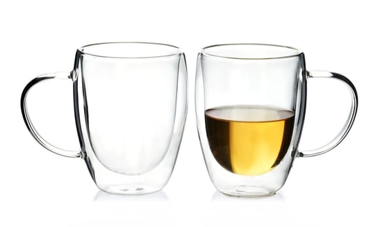 Kubek 2x na herbatę kawę KOMPLET Szklanki termiczne Podwójne ścianki 350 ml Mondex