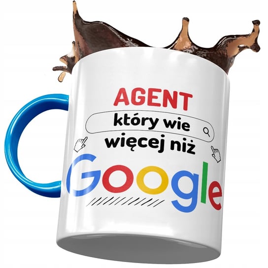 Kubek Błękitny Dla Agenta Wie Więcej Niż Google z Nadrukiem ze Zdjęciem PoliDraw