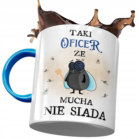 Kubek Błękitny Dla Oficera Mucha Nie Siada z Nadrukiem ze Zdjęciem PoliDraw
