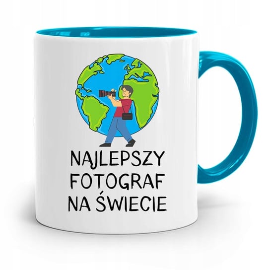 KUBEK BŁĘKITNY FOTOGRAFA NAJLEPSZY NA ŚWIECIE z Nadrukiem ze Zdjęciem PoliDraw