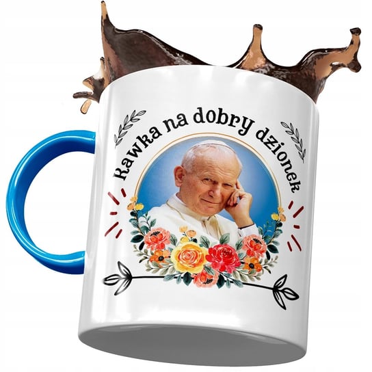 Kubek Błękitny Jan Paweł II Papież Mem na Prezent z Nadrukiem ze Zdjęciem PoliDraw