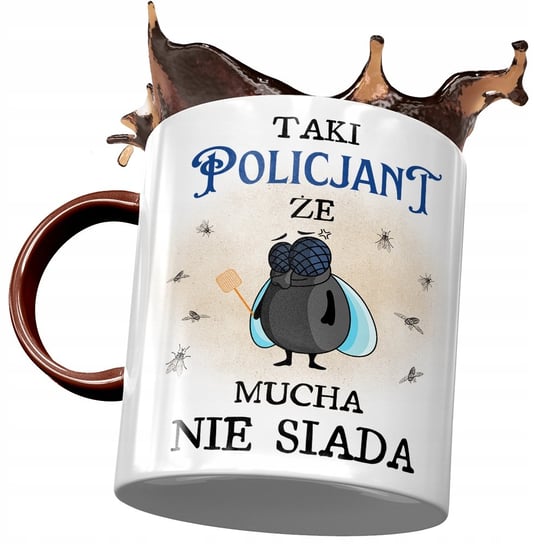 Kubek Bordowy Dla Policjanta Że Mucha Nie Siada z Nadrukiem ze Zdjęciem PoliDraw