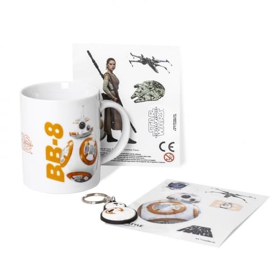 Kubek + brelok + naklejka ABYSSE CORP, Star Wars (BB-8), biały, 320 ml Star Wars gwiezdne wojny