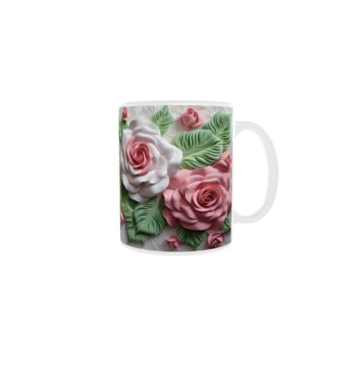 Kubek ceramiczny, 3D, grafika, v6 Kwiaty Róże, 300 ml Mrapol