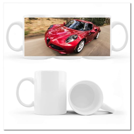 Kubek ceramiczny, Alfa Romeo Samochód Auto, 330 ml, ZeSmakiem, biały ZeSmakiem