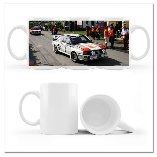 Kubek ceramiczny, Audi Quattro na rajdzie, 330 ml, ZeSmakiem, biały ZeSmakiem