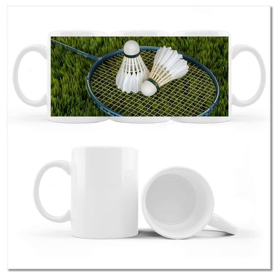Kubek ceramiczny, Badminton, 330 ml, ZeSmakiem, biały ZeSmakiem