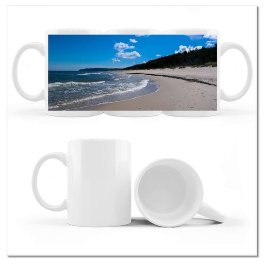 Kubek ceramiczny, Bałtycka plaża, 330 ml, ZeSmakiem, biały ZeSmakiem