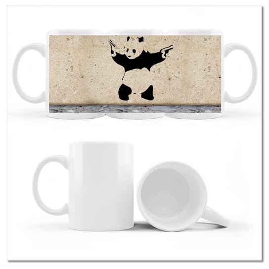 Kubek ceramiczny, Banksy Panda, 330 ml, ZeSmakiem, biały ZeSmakiem