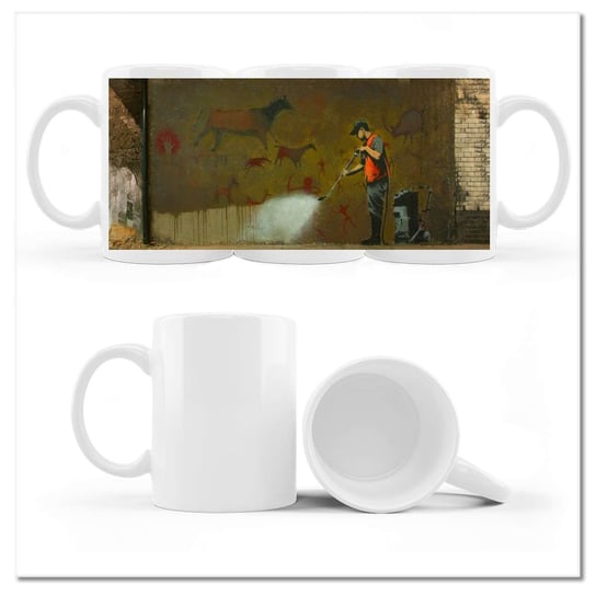 Kubek ceramiczny, Banksy Usuwanie sztuki, 330 ml, ZeSmakiem, biały ZeSmakiem
