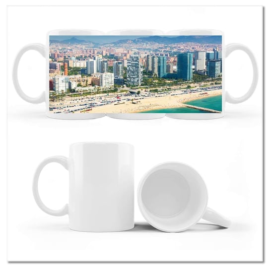 Kubek ceramiczny, Barcelona Panorama, 330 ml, ZeSmakiem, biały ZeSmakiem