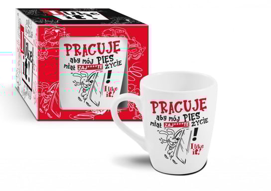 Kubek ceramiczny, baryłka "Pracuję aby mój pies miał zaj….te życie" I LIKE IT, 300 ml, BGtech BGtech
