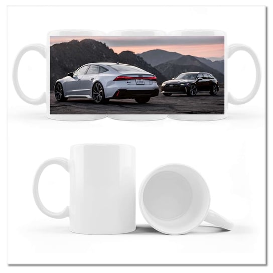 Kubek ceramiczny, Białe Audi RS7 Samochód, 330 ml, ZeSmakiem, biały ZeSmakiem