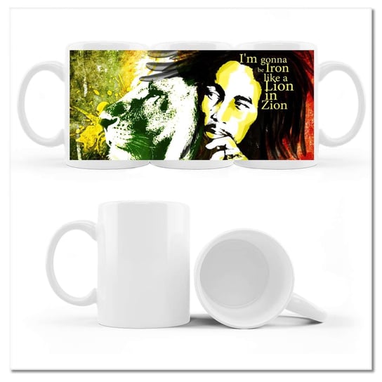 Kubek ceramiczny, Bob Marley Lion in ZION, 330 ml, ZeSmakiem, biały ZeSmakiem