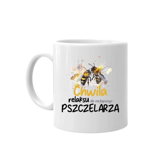 Kubek ceramiczny Chwila relaksu dla najlepszego pszczelarza 330 ml, Koszulkowy Koszulkowy