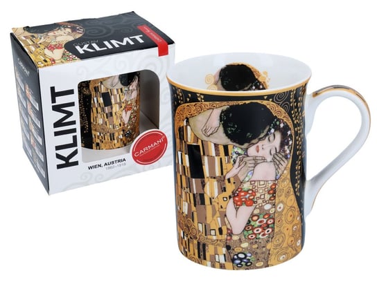 Kubek ceramiczny, Classic New - G.Klimt - The Kiss (tło czarne), 400 ml, Carmani Carmani