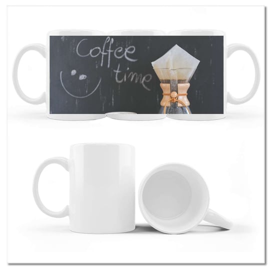 Kubek ceramiczny, Coffee time, 330 ml, ZeSmakiem, biały ZeSmakiem