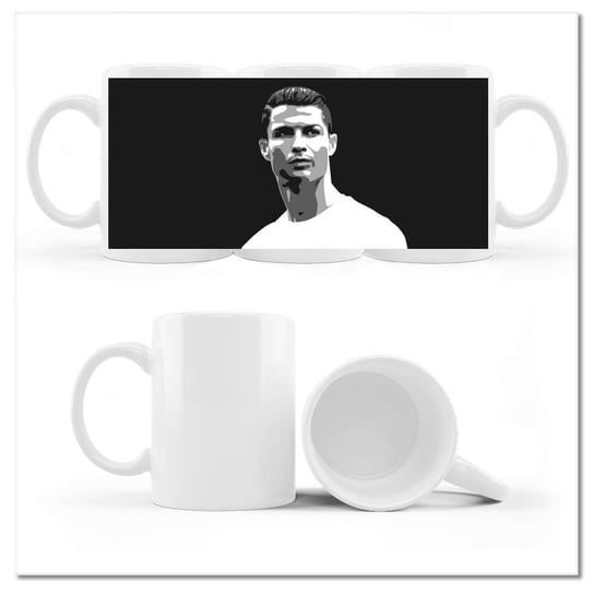 Kubek ceramiczny, Cristiano Ronaldo Piłkarz, 330 ml, ZeSmakiem, biały ZeSmakiem
