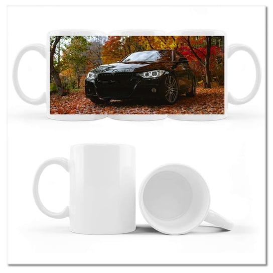 Kubek ceramiczny, Czarne BMW Jesień, 330 ml, ZeSmakiem, biały ZeSmakiem