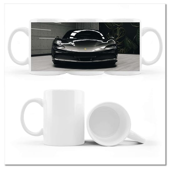 Kubek ceramiczny, Czarne Ferrari, 330 ml, ZeSmakiem, biały ZeSmakiem