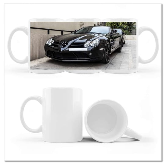 Kubek ceramiczny, Czarny sportowy Mercedes, 330 ml, ZeSmakiem, biały ZeSmakiem