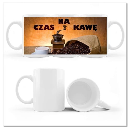 Kubek ceramiczny, Czas na kawę, 330 ml, ZeSmakiem, biały ZeSmakiem