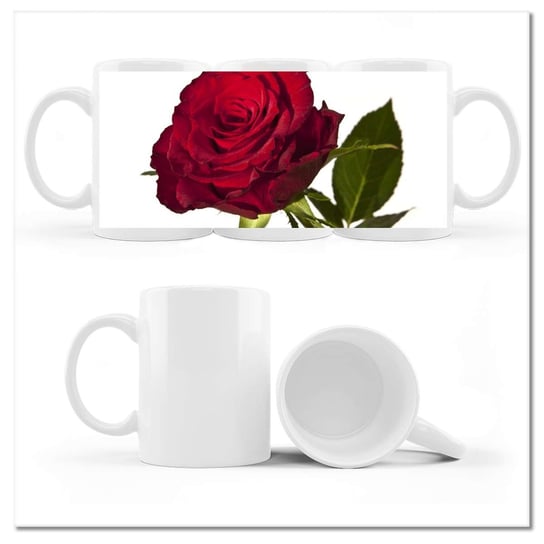 Kubek ceramiczny, Czerwona róża, 330 ml, ZeSmakiem, biały ZeSmakiem