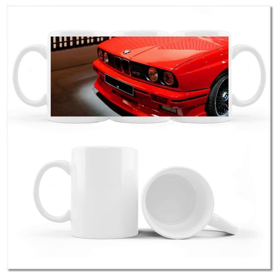 Kubek ceramiczny, Czerwone BMW M3 Trójka, 330 ml, ZeSmakiem, biały ZeSmakiem