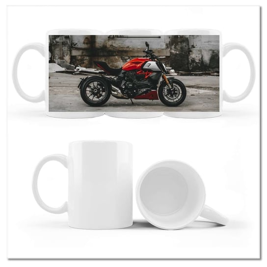 Kubek ceramiczny, Czerwone Ducati Motocykl, 330 ml, ZeSmakiem, biały ZeSmakiem