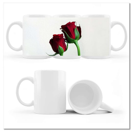 Kubek ceramiczny, Czerwone róże dla niej, 330 ml, ZeSmakiem, biały ZeSmakiem