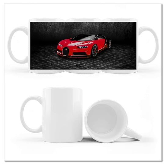 Kubek ceramiczny, Czerwone Sportowe auto, 330 ml, ZeSmakiem, biały ZeSmakiem