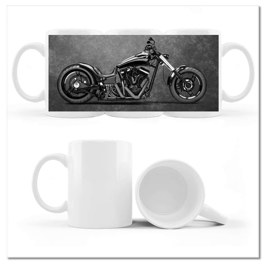 Kubek ceramiczny, Czopper Motor Motocykl, 330 ml, ZeSmakiem, biały ZeSmakiem