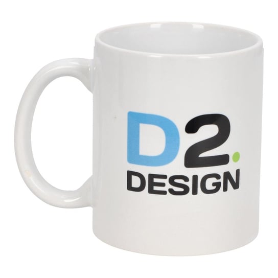 Kubek ceramiczny, D2 Promocyjny Wzór Nr 2, D2.DESIGN, biały D2.DESIGN