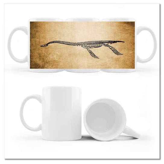 Kubek ceramiczny, Dinozaur Prehistoria, 330 ml, ZeSmakiem, biały ZeSmakiem