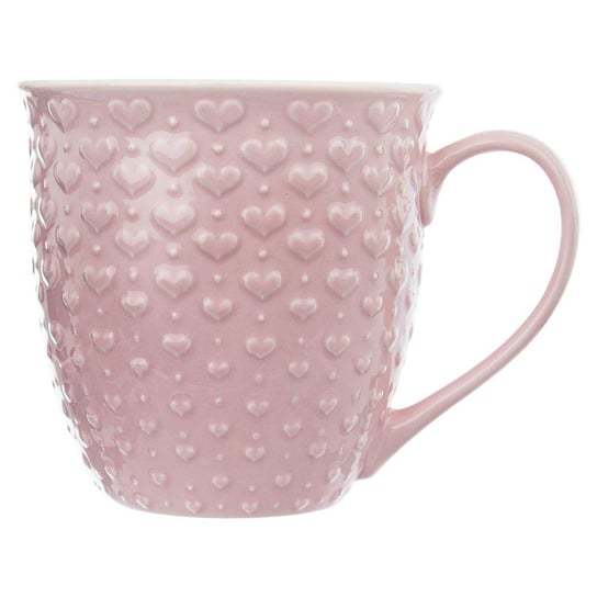 Kubek ceramiczny Duży z uchem do kawy herbaty napojów serca różowy 580 ml Orion Orion
