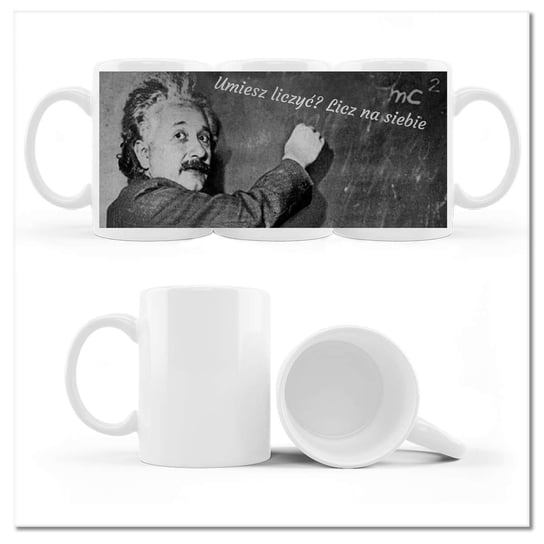 Kubek ceramiczny, Einstein Umiesz liczyć?, 330 ml, ZeSmakiem, biały ZeSmakiem