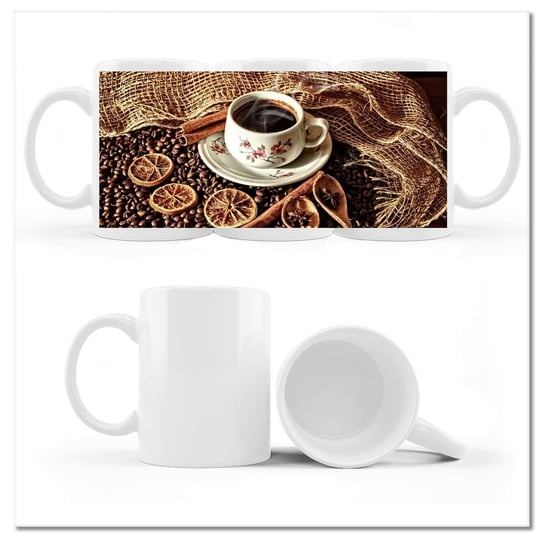 Kubek ceramiczny, Filiżanka kawy z wanilią, 330 ml, ZeSmakiem, biały ZeSmakiem