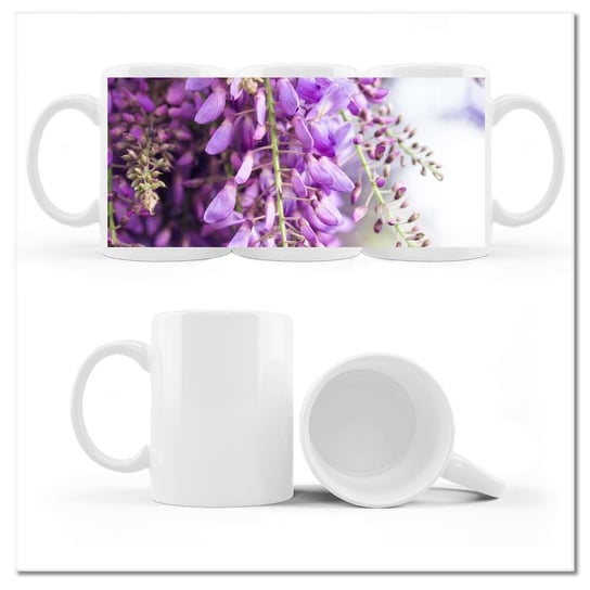 Kubek ceramiczny, Fioletowe kwiatki, 330 ml, ZeSmakiem, biały ZeSmakiem