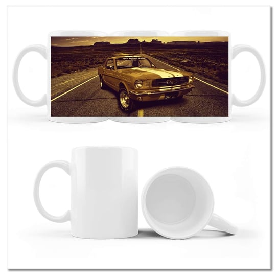 Kubek ceramiczny, Ford Mustang Old school, 330 ml, ZeSmakiem, biały ZeSmakiem