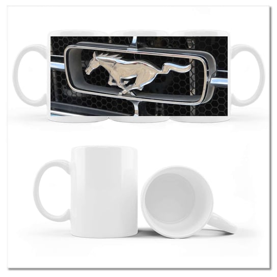 Kubek ceramiczny, Ford Mustang Samochód USA, 330 ml, ZeSmakiem, biały ZeSmakiem