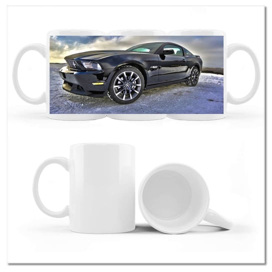 Kubek ceramiczny, Ford Mustang w zimie, 330 ml, ZeSmakiem, biały ZeSmakiem