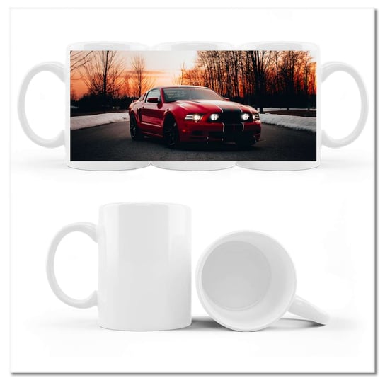 Kubek ceramiczny, Ford Mustang Zachód Droga, 330 ml, ZeSmakiem, biały ZeSmakiem