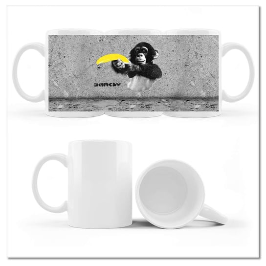 Kubek ceramiczny Foto Banksy Banan Małpa 330 ml, ZeSmakiem ZeSmakiem