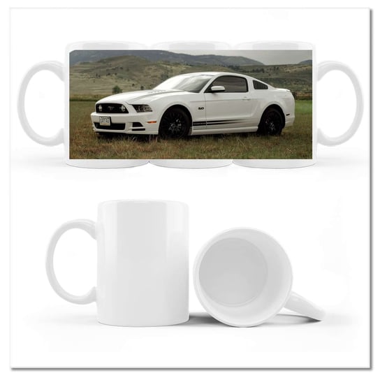 Kubek ceramiczny Foto Biały Ford Mustang 330 ml, ZeSmakiem ZeSmakiem
