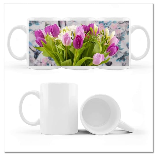 Kubek ceramiczny Foto Bukiet tulipanów Kwiaty 330 ml, ZeSmakiem ZeSmakiem