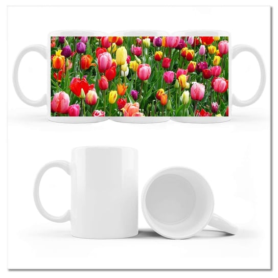 Kubek ceramiczny Foto Kolorowe tulipany na łące 330 ml, ZeSmakiem ZeSmakiem