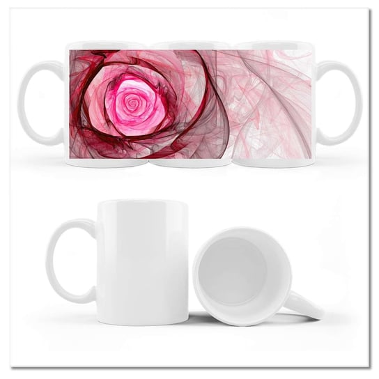 Kubek ceramiczny Foto Różowa róża fraktalna 330 ml, ZeSmakiem ZeSmakiem
