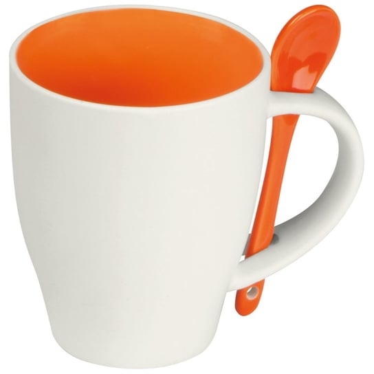 Kubek ceramiczny, gładki, Z Łyżeczką, 250 ml, Basic Basic