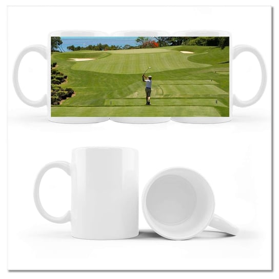 Kubek ceramiczny, Golfista na polu, 330 ml, ZeSmakiem, biały ZeSmakiem