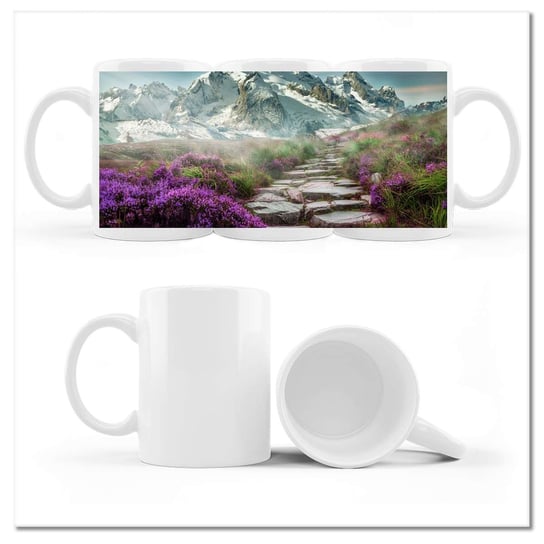 Kubek ceramiczny, Górski krajobraz, 330 ml, ZeSmakiem, biały ZeSmakiem